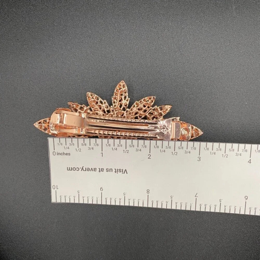Gorgeous Sparkly Pink and White Rhinestone Encrusted Snap Barrette Hair Clip - Picture 10 of 12